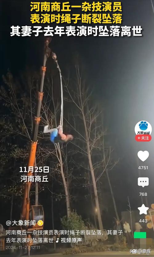 杂技演员表演中摔落,杂技演员表演中摔落的是谁